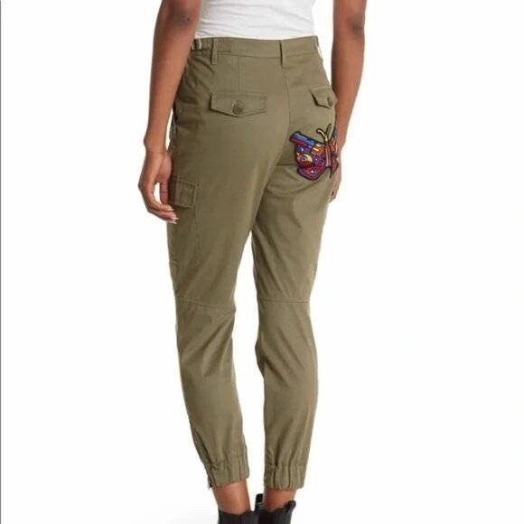 NWT Jeremy Scott Butterfly Patch Crop Cargo Pants Size 40 / 6 - Picture 2 of 11